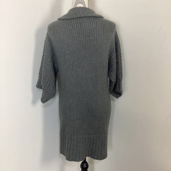 Women’s Grey Wool Cardigan Knit 3/4 Kimono Sleeves SnapOn Button Down Jacket - Picture 3 of 3